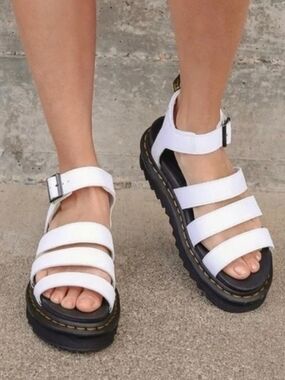 Never Worn! Dr. Martens White  Blair Strappy Sandals. Womens Size 8